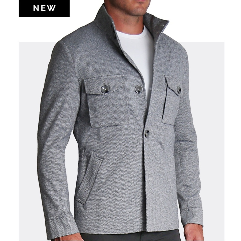 STATE AND LIBERY GREY HERRINGBONE BUTTON UP FIELD JACKET SIZE SMALL